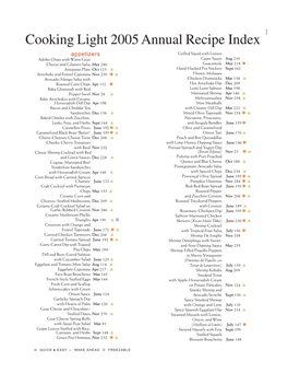 Cooking Light 2005 Annual Recipe Index