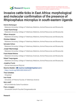 Morphological and Molecular Confirmation Of