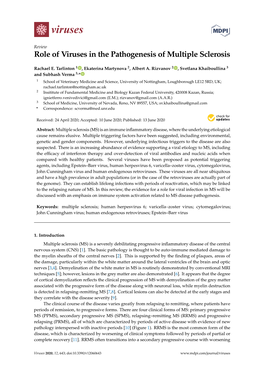 Role of Viruses in the Pathogenesis of Multiple Sclerosis