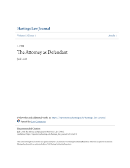 The Attorney As Defendant Jack Levitt