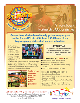 St. Joe's Picnic Partnership Opportunities