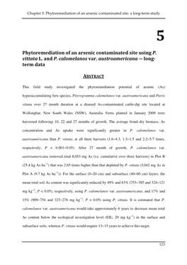 Phytoremediation of an Arsenic Contaminated Site Using P. Vittata L