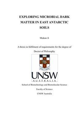 Exploring Microbial Dark Matter in East Antarctic Soils