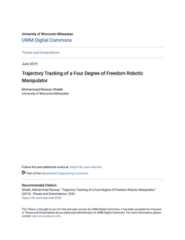 Trajectory Tracking of a Four Degree of Freedom Robotic Manipulator