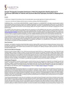 SRP-4045) for Patients with Duchenne Muscular Dystrophy Amenable to Skipping Exon 45