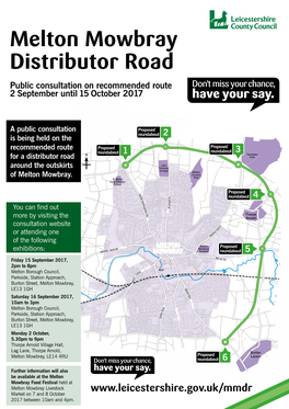 Melton Mowbray Distributor Road Public Consultation Materials (2017)