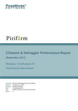 Ccleaner & Defraggler Performance Report