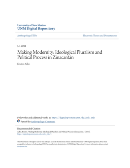Ideological Pluralism and Political Process in Zinacantán Kristen Adler