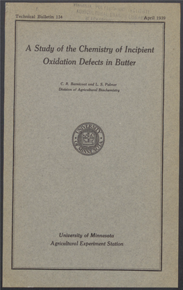 A Study of the Chemistry of Incipient Oxidation Defects in Butter