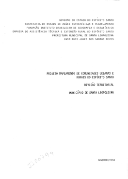 PROJETO MAPEAMENTO DE COMUNIDADES URBANAS E RURAIS DO Espf RITO SANTO
