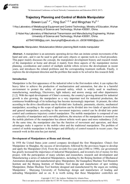 Trajectory Planning and Control of Mobile Manipulator Bowen Luo