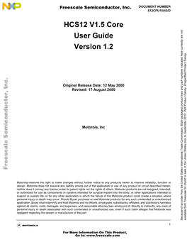 HCS12 V1.5 Core User Guide Version