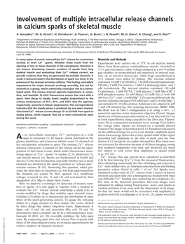 Involvement of Multiple Intracellular Release Channels in Calcium Sparks of Skeletal Muscle