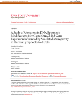 A Study of Alterations in DNA Epigenetic Modifications (5Mc and 5Hmc) and Gene Expression Influenced by Simulated Microgravity I