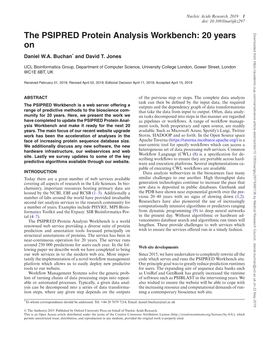 The PSIPRED Protein Analysis Workbench