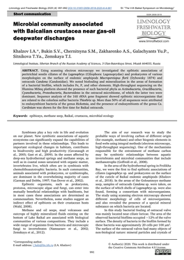 Microbial Community Associated with Baicalian Crustacea Near Gas-Oil Deepwater Discharges