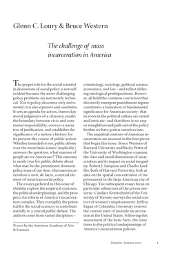 Glenn C. Loury & Bruce Western the Challenge of Mass Incarceration In