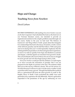 Hope and Change: Teaching News from Nowhere Religion, with Morris Advocating That We All Must Live Our Lives As Artists: ‘The Repulsion to Pessimism