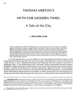 Thomas Merton's Myth for Modern Times