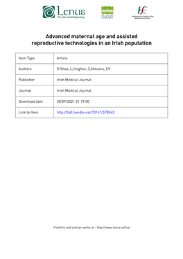 Advanced Maternal Age and Assisted Reproductive Technologies in an Irish Population