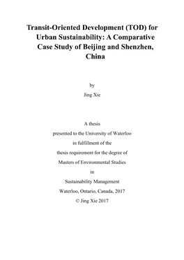 Transit-Oriented Development (TOD) for Urban Sustainability: a Comparative Case Study of Beijing and Shenzhen, China
