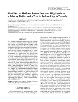 The Effect of Platform Screen Doors on PM10 Levels in a Subway Station and a Trial to Reduce PM10 in Tunnels