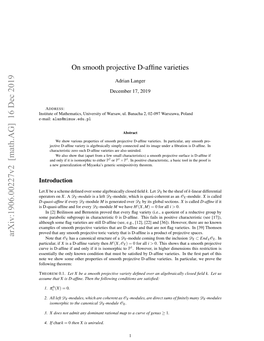 On Smooth Projective D-Affine Varieties