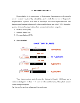 15. Photoperiodism