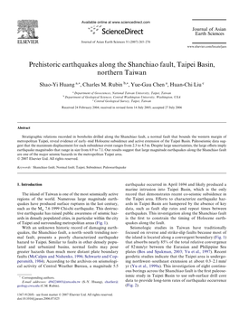 Prehistoric Earthquakes Along the Shanchiao Fault, Taipei Basin, Northern Taiwan