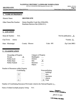 Jfl/V 0 3 2001 NFS Form 10-900USDI/NPS NRHP Registration Form (Rev