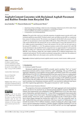 Asphalt-Cement Concretes with Reclaimed Asphalt Pavement and Rubber Powder from Recycled Tire