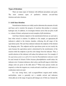 Types of Titrations 1- Acid–Base Titration