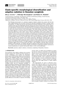 Clade-Specific Morphological Diversification and Adaptive