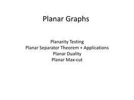 Planar Graphs