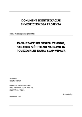 Dokument Identifikacije Investicijskega Projekta