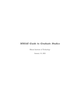 MMAE Guide to Graduate Studies