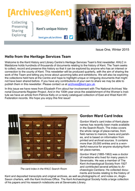 Hello from the Heritage Services Team Gordon Ward Card Index