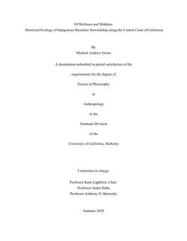 Historical Ecology of Indigenous Shoreline Stewardship Along the Central Coast of California