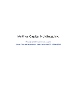 Ianthus Capital Holdings, Inc
