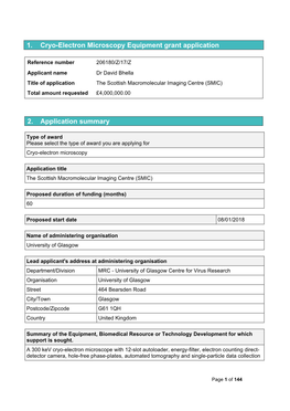 1. Cryo-Electron Microscopy Equipment Grant Application 2