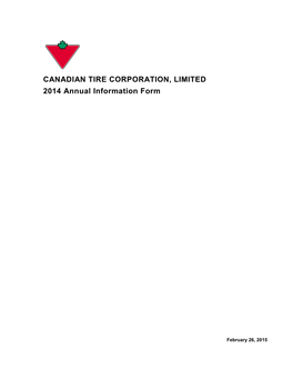 2014 Annual Information Form from Canadian Tire Corporation, Limited