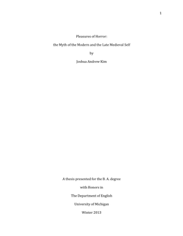 1 Pleasures of Horror: the Myth of the Modern and the Late Medieval Self