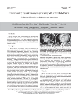 Coronary Artery Mycotic Aneurysm Presenting with Pericardial Effusion