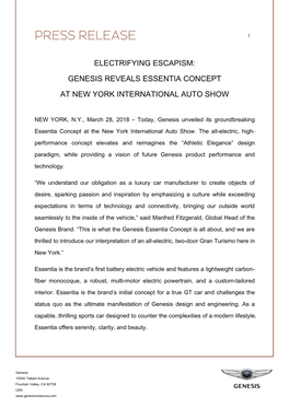 Electrifying Escapism: Genesis Reveals Essentia Concept at New York International Auto Show