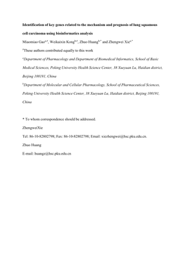 Identification of Key Genes Related to the Mechanism and Prognosis of Lung Squamous Cell Carcinoma Using Bioinformatics Analysis