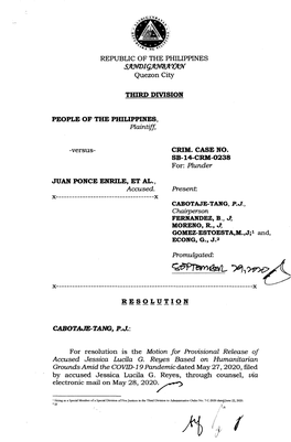 SB-14-CRM-0238 People Vs Juan Ponce Enrile, Et Al