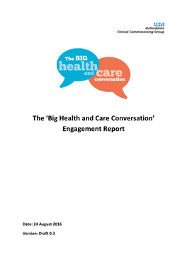 The 'Big Health and Care Conversation' Engagement Report
