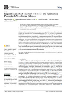 Preparation and Carbonization of Glucose and Pyromellitic Dianhydride Crosslinked Polymers