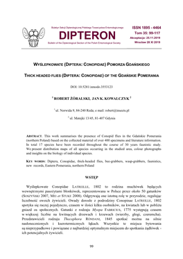 DIPTERON Akceptacja: 25.11.2019 Bulletin of the Dipterological Section of the Polish Entomological Society Wrocław 28 XI 2019