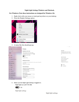 Night Light Settings Windows and Macbook. for Windows (Note These Instructions Are Designed for Windows 10)